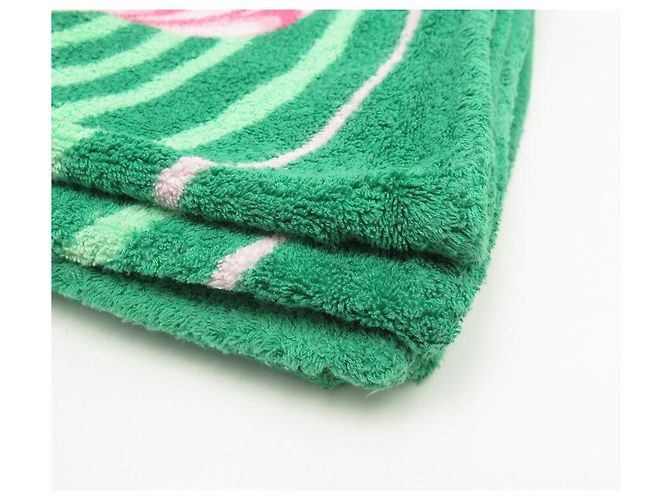 Hermès DRAP DE PLAGE HERMES PAPILLONS SERVIETTE DE BAIN COTON VERT BEACH TOWEL - vue 7