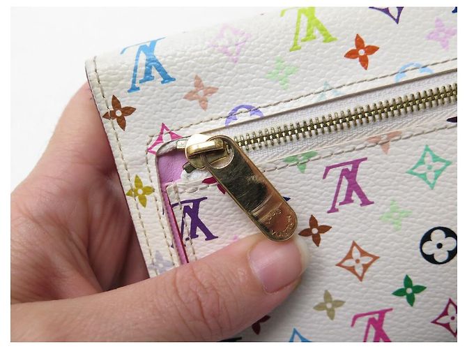 LOUIS VUITTON EUGENIE CANVAS MONOGRAM MURAKAMI LV WALLET CARTERA Blanco - vista 3