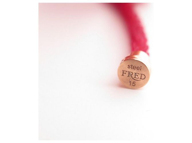 PULSERA FRED CABLE FORCE 10 mm Tamaño 15 EN CUERDA ROJA Y ACERO ROSA - vista 2