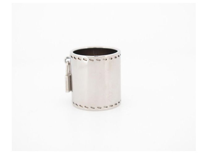 Kelly Hermès HERMES SCIARPA ANELLO PADENAS KELY IN METALLO ARGENTO SCIARPA A SCATOLA QUADRATA - vista 2