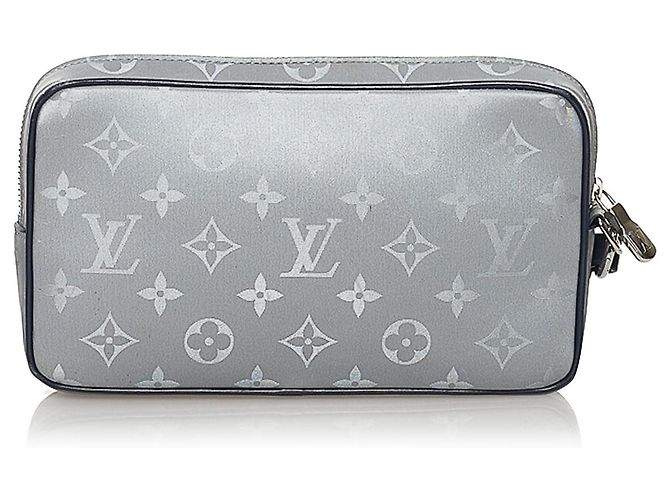 Louis Vuitton Grey Monogram Satellite Alpha Clutch Nero Grigio - vista 3