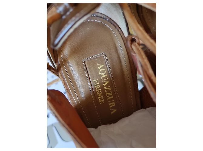 Sandali Aquazzura in scamosciato marrone 11 cm - vista 3