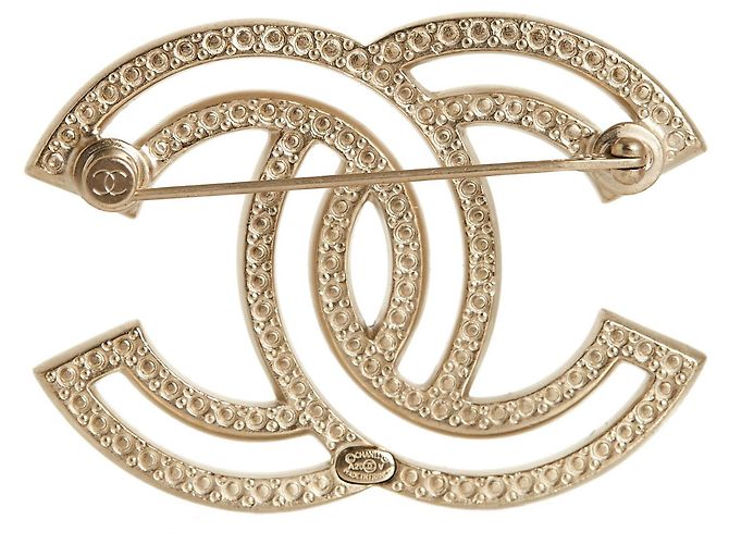 Chanel xl cc aperto con strass dorati D'oro - vista 2
