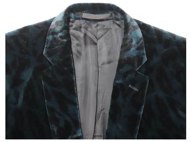 Versace Animal-Print-Blazer aus grünem Samt - Ansicht 3