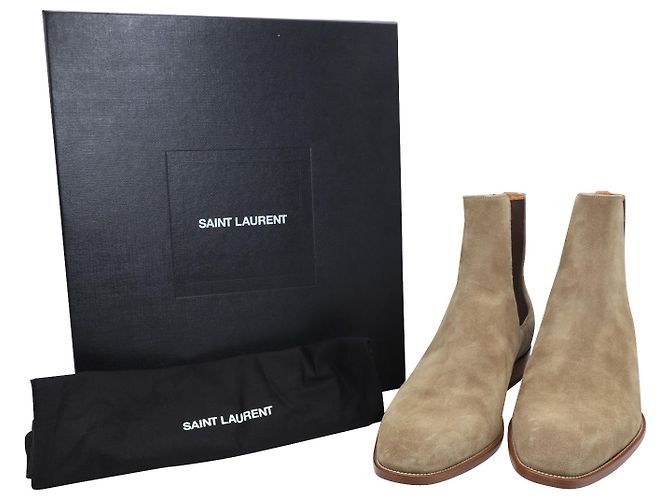 Saint Laurent Wyatt Boots in Beige Suede - view 2