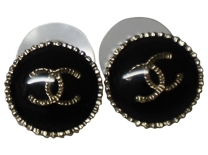Chanel Orecchini a bottone Channel CC in metallo nero - vista 2