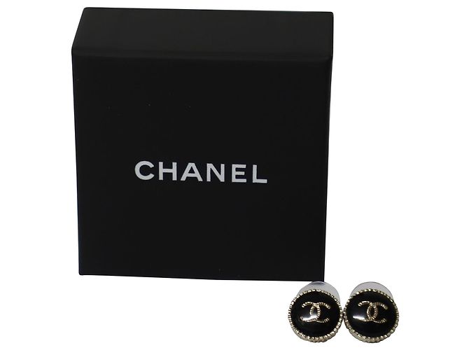 Chanel Orecchini a bottone Channel CC in metallo nero - vista 6