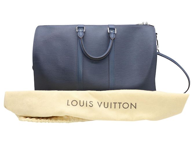 Louis Vuitton Keepall 45 Bolsa de viagem em couro Epi azul - vista 2