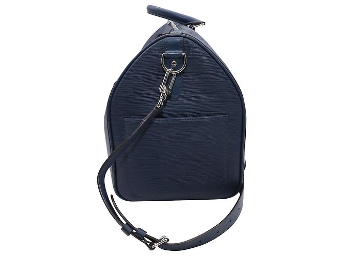 Louis Vuitton Keepall 45 Bolsa de viagem em couro Epi azul - vista 4