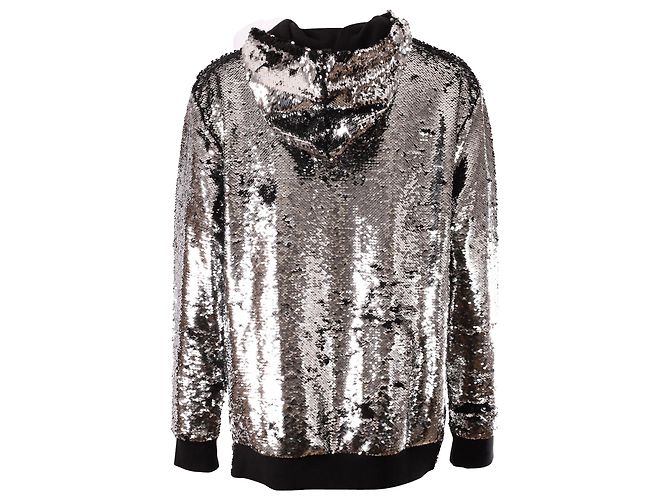 Balmain Pailletten-Hoodie aus silbernem Polyester - Ansicht 2