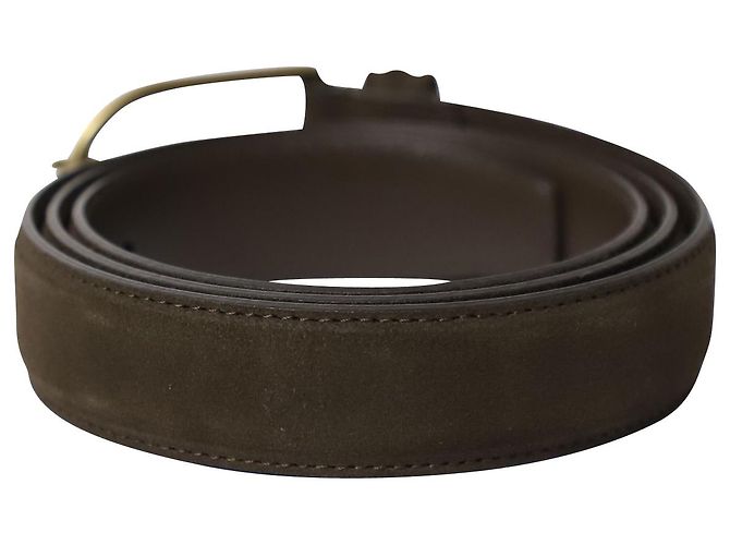 Autre Marque Anderson's Buckle Belt in Dark Brown Suede - view 3