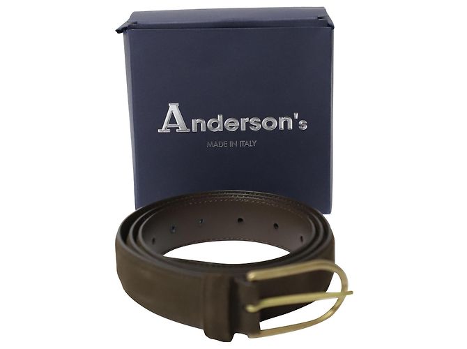Autre Marque Anderson's Buckle Belt in Dark Brown Suede - view 5