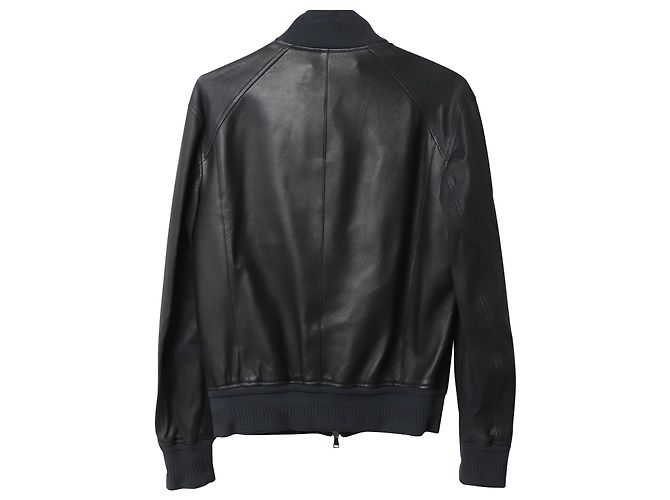 Bomber Neil Barrett con zip in pelle nera Nero - vista 2