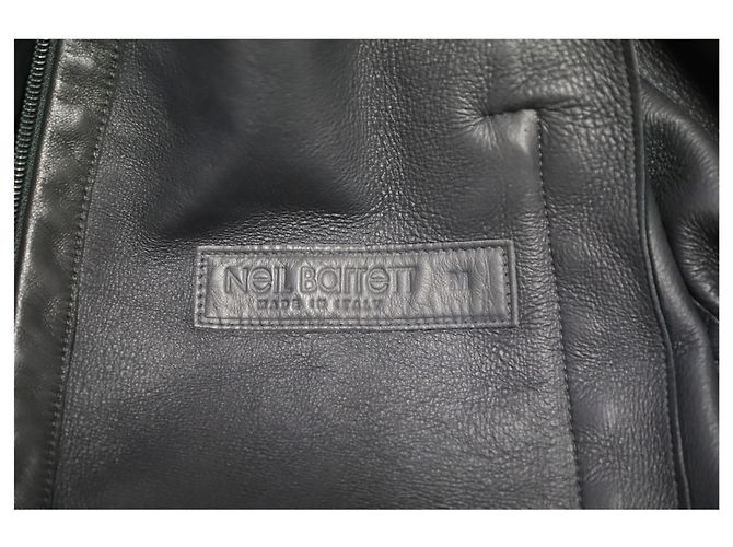 Bomber Neil Barrett con zip in pelle nera Nero - vista 4