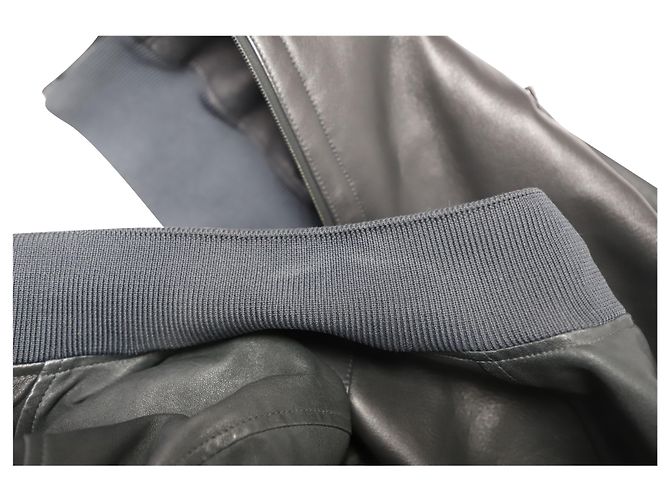 Bomber Neil Barrett con zip in pelle nera Nero - vista 5