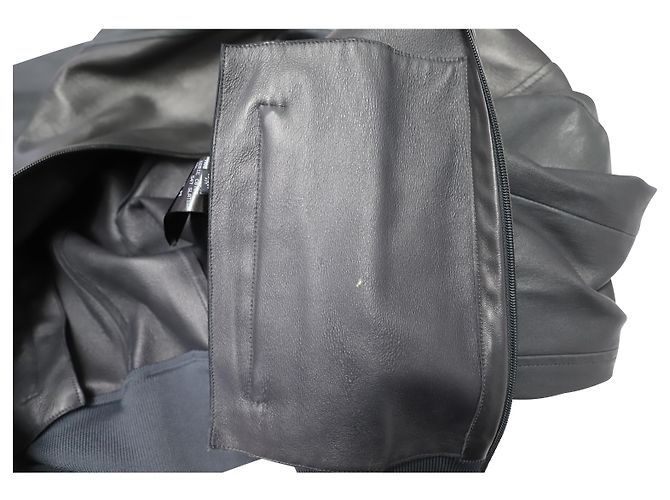 Bomber Neil Barrett con zip in pelle nera Nero - vista 6
