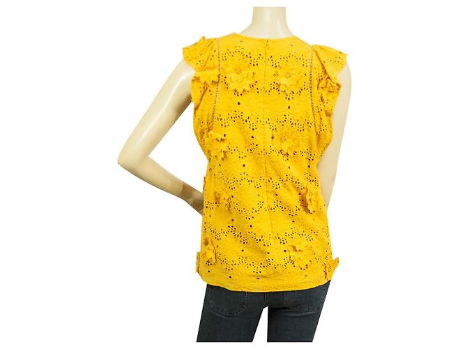 Michael by Michael Kors Top camicetta con ricamo floreale in seta gialla con volant Dimensioni 2 Giallo - vista 2