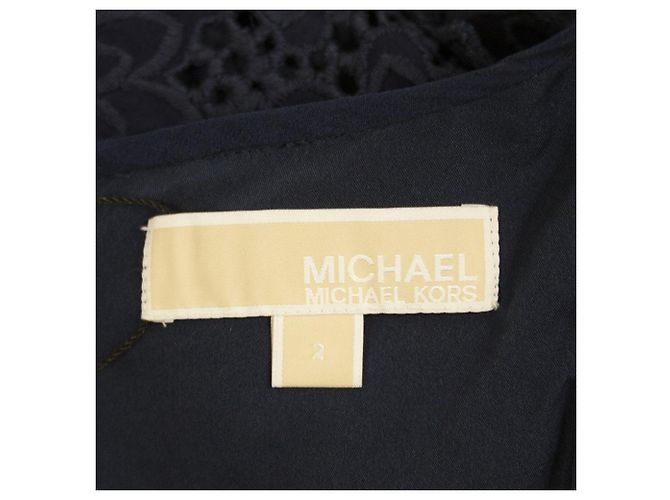 Michael by Michael Kors Blue Silk Blumenstickerei Rüschen Top Blusengröße 2 Blau - Ansicht 3