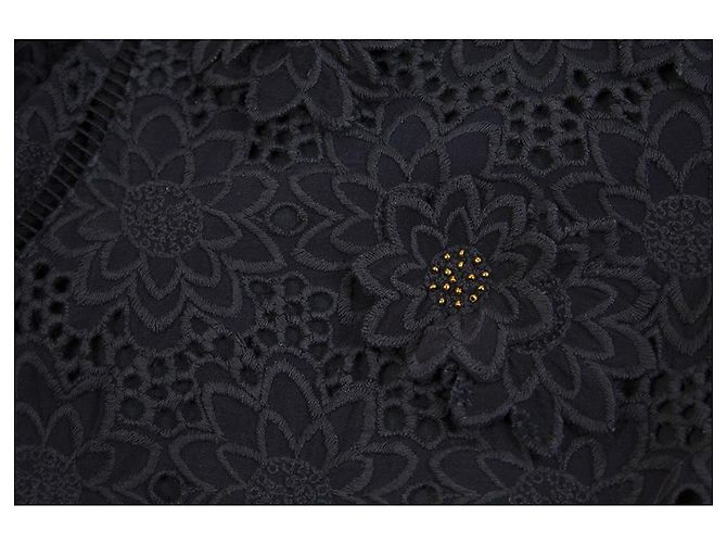 Michael by Michael Kors Blue Silk Blumenstickerei Rüschen Top Blusengröße 2 Blau - Ansicht 6