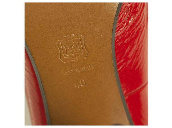 Lanvin Rot Lackleder Holzabsatz Plattform Peep Toe Pumps Schuhgröße 40 - Ansicht 8