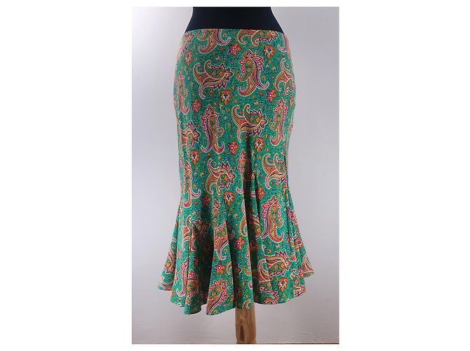 Falda de seda Ralph Lauren Verde Multicolor - vista 2