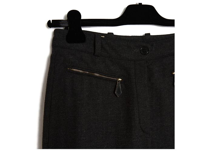 Hermès Jodhpur Hose aus anthrazitfarbener Wolle Größe 38 Anthrazitgrau - Ansicht 2