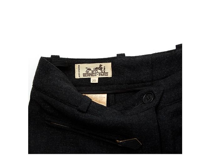 Hermès Jodhpur Hose aus anthrazitfarbener Wolle Größe 38 Anthrazitgrau - Ansicht 3