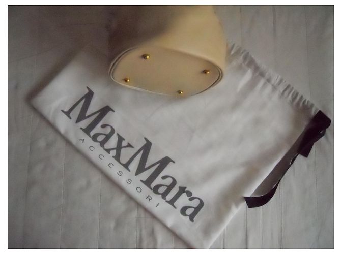 Borsa a mano in vera pelle MAX MARA Bianco sporco - vista 19