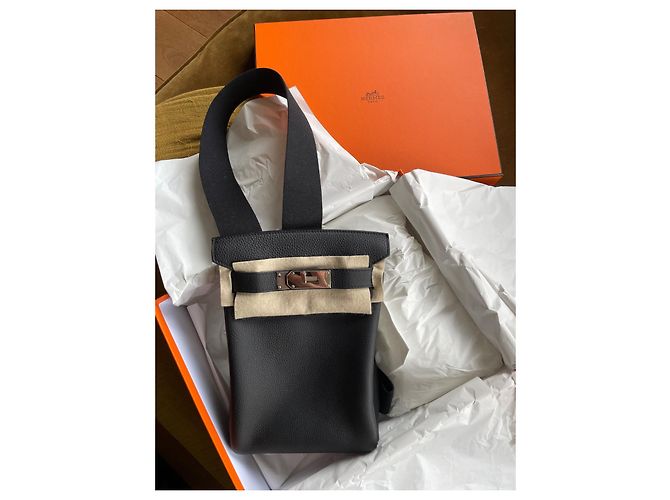 Sac à dépêches Hermès HAC Backpack Black Lambskin - view 6