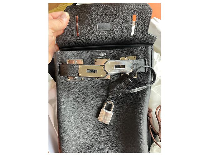 Sac à dépêches Hermès HAC Backpack Black Lambskin - view 7