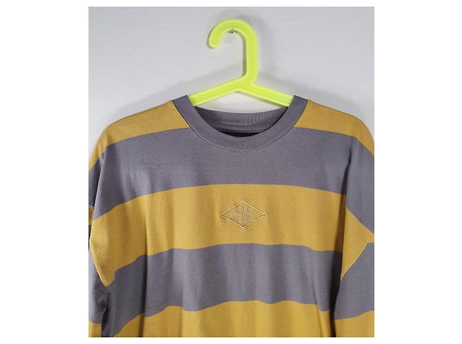 Autre Marque T-shirt a maniche lunghe Han Kjobenhavn Box LS Tee in cotone Multicolore Grigio Giallo - vista 3