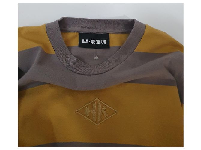 Autre Marque T-shirt a maniche lunghe Han Kjobenhavn Box LS Tee in cotone Multicolore Grigio Giallo - vista 5