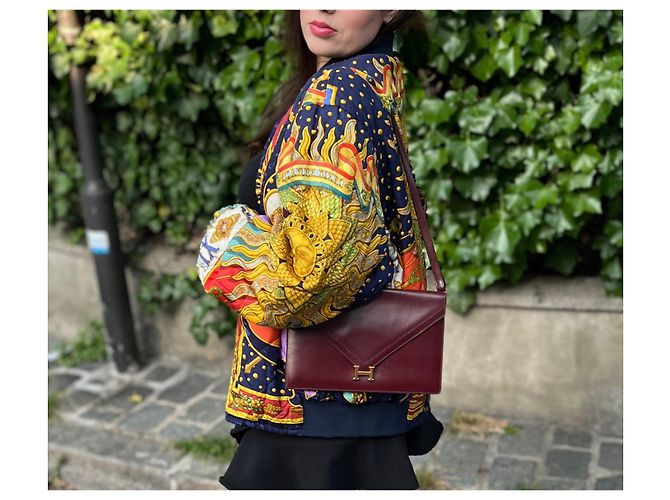 Hermès Hermes Lydie Tasche Bordeaux - Ansicht 9