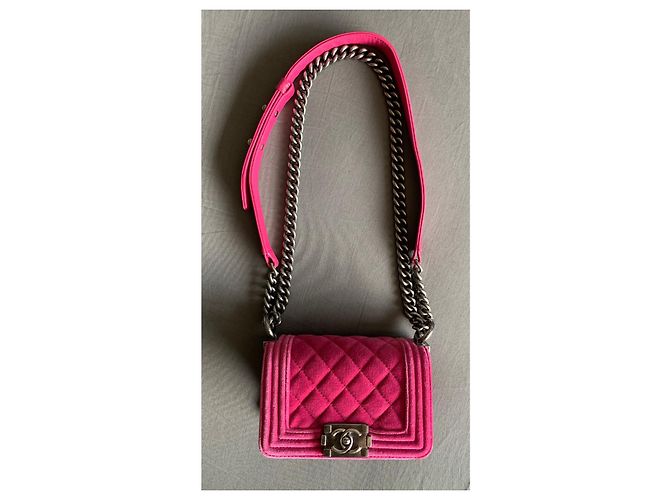 Borsa Chanel Boy Nano in velluto fucsia Fuschia - vista 11