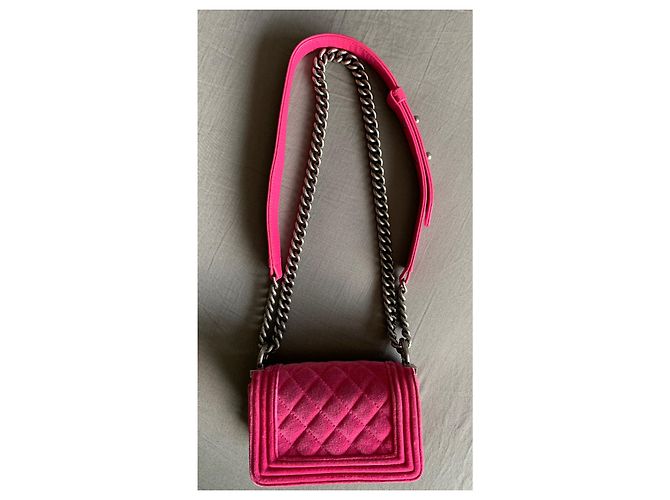 Borsa Chanel Boy Nano in velluto fucsia Fuschia - vista 12