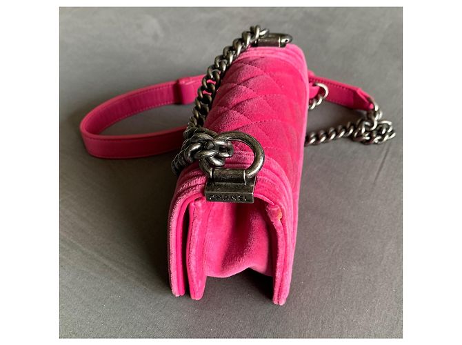 Borsa Chanel Boy Nano in velluto fucsia Fuschia - vista 5