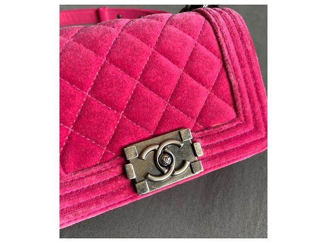 Borsa Chanel Boy Nano in velluto fucsia Fuschia - vista 6