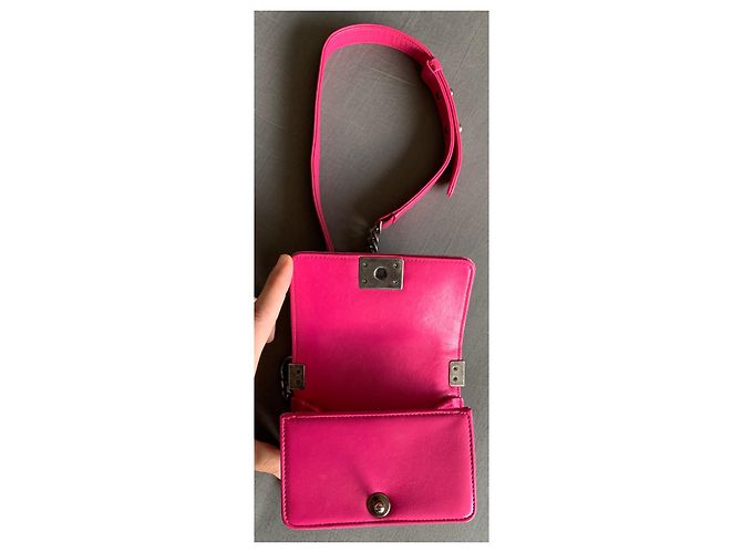 Borsa Chanel Boy Nano in velluto fucsia Fuschia - vista 7