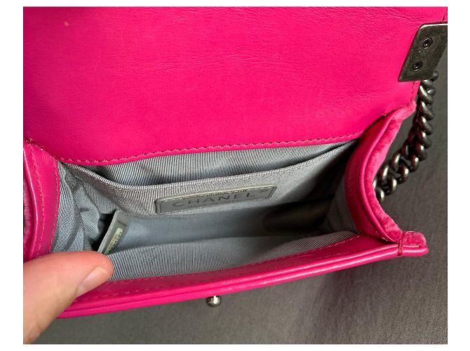 Borsa Chanel Boy Nano in velluto fucsia Fuschia - vista 8