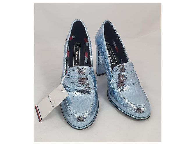 Décolleté Tommy Hilfiger Crackle Metallic Blu Pelle Metallico - vista 2