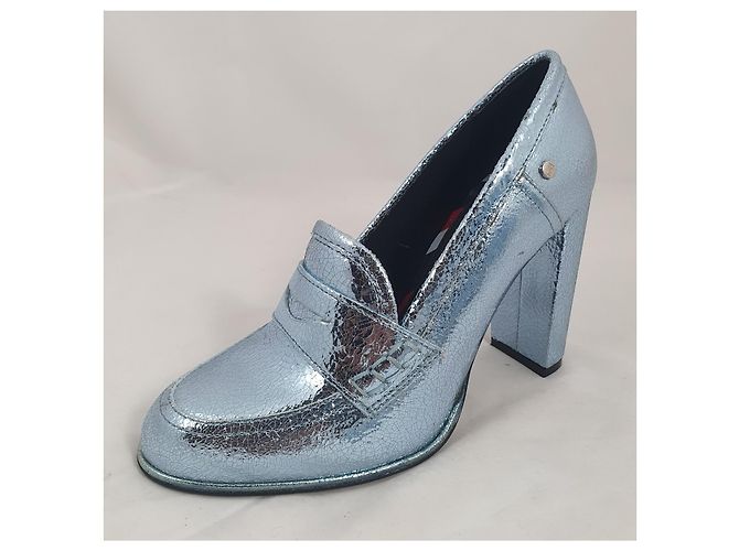 Décolleté Tommy Hilfiger Crackle Metallic Blu Pelle Metallico - vista 3