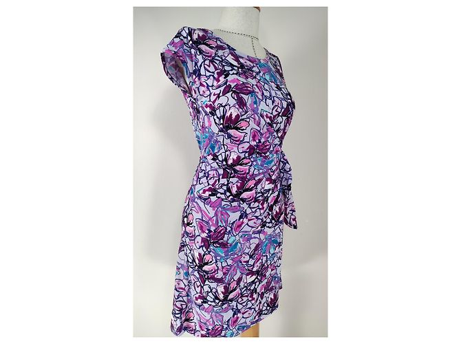 Abito Diane Von Furstenberg in seta viola e rosa Multicolore Porpora - vista 2
