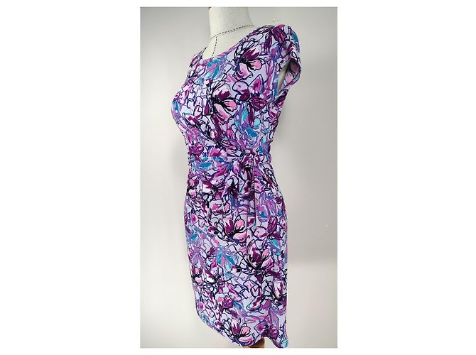 Abito Diane Von Furstenberg in seta viola e rosa Multicolore Porpora - vista 3
