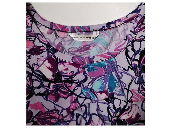 Abito Diane Von Furstenberg in seta viola e rosa Multicolore Porpora - vista 5