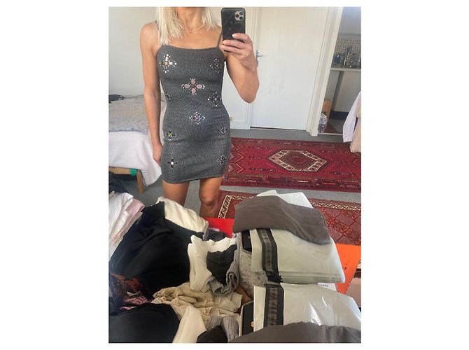 vestido de strass Chanel Cinza - vista 3
