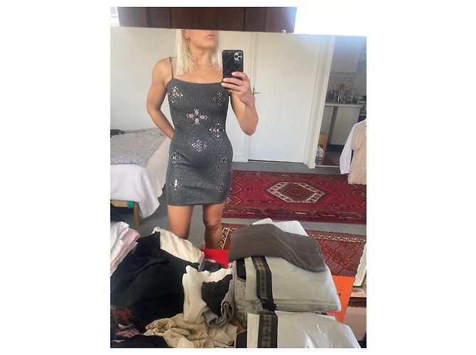 vestido de strass Chanel Cinza - vista 4
