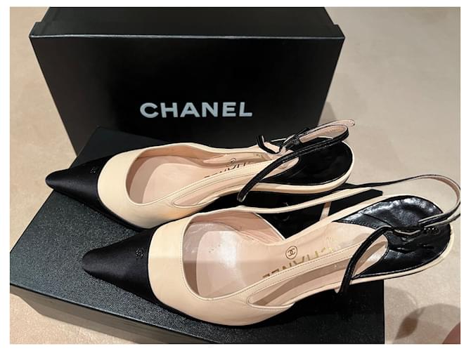 Décolleté chanel beige sling back - vista 2