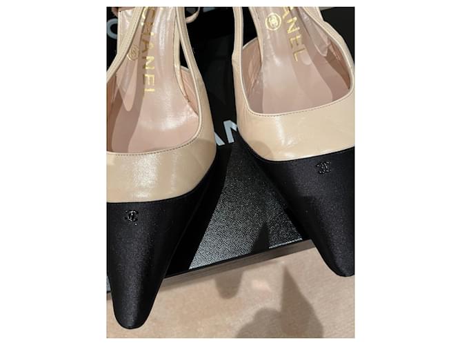 Décolleté chanel beige sling back - vista 4