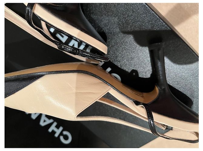 Décolleté chanel beige sling back - vista 6