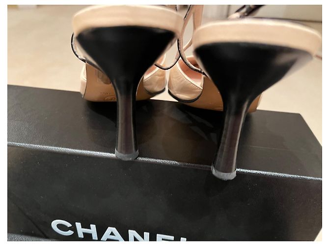 Décolleté chanel beige sling back - vista 7